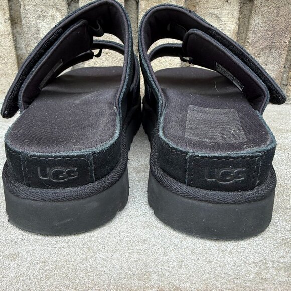 UGG PLATFORM GREER SLIDE SANDAL 7 Women's Logo Shoe Open Toe Slip On Black - Picture 6 of 9